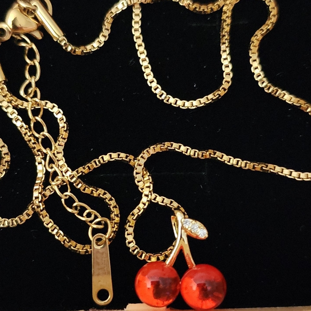 Gold Cherry Pendant Necklace